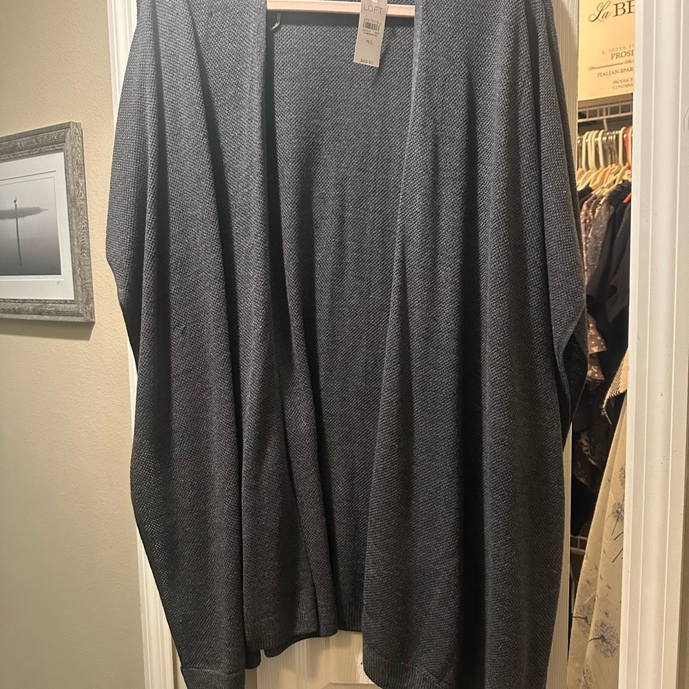 LOFT Charcoal Knit Cardigan